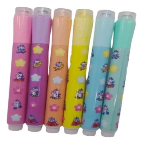 MARCA TEXTO 6C PASTEL C/CARIMBO